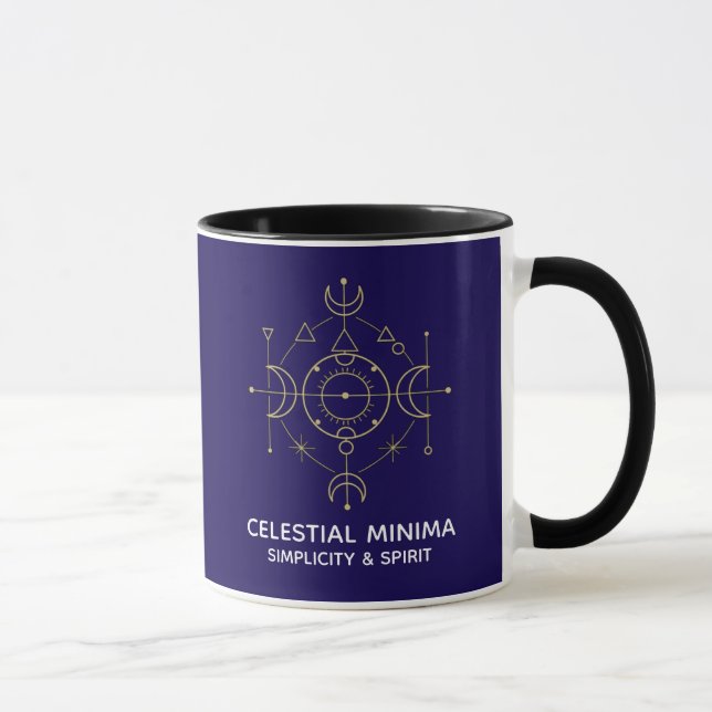 Minimal halvmåne och sol linjekonst | Boho-stil Mugg (Höger)