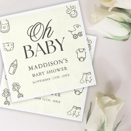 Minimal Hand Drawn Gender Neutral Baby Shower Pappersservett