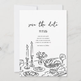 Minimal Hand Drawn Whimsical Doodle Save The Date Spara Datumet