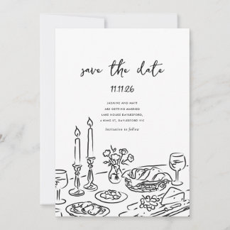 Minimal Hand Drawn Whimsical Doodle Save The Date Spara Datumet