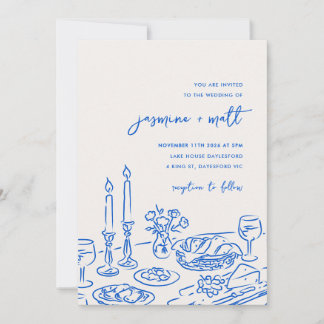Minimal Hand Drawn Whimsical Doodle Wedding Invite Spara Datumet