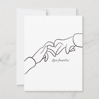 Minimal Hand Holding Line Love Found us modern Julkort