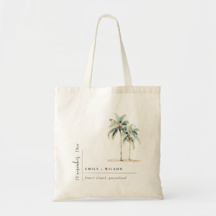 Minimal Handflatan Träd vattenfärg Tropical Bröllo Tygkasse