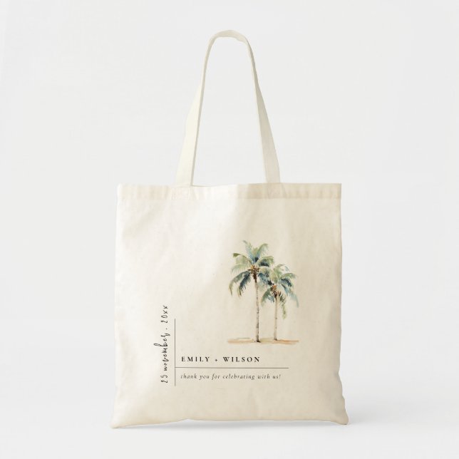 Minimal Handflatan Träd vattenfärg Tropical Bröllo Tygkasse (Framsidan)