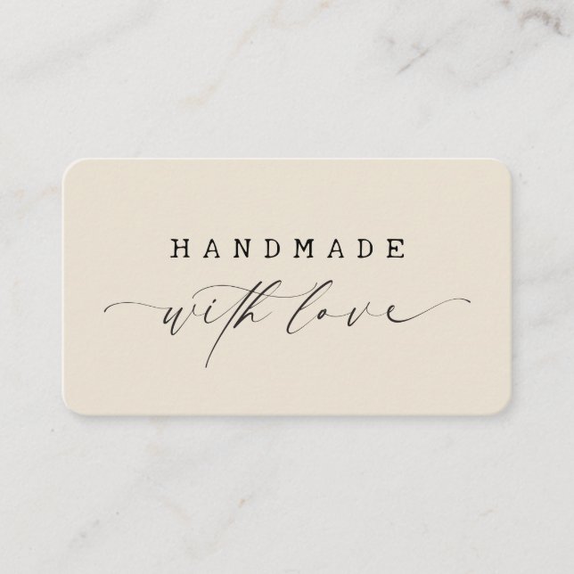 Minimal Handmade with Love Script Custom Logo  Visitkort (Framsida)