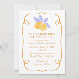 Minimal Handritad Citron Citrus Sommar Bröllop Inbjudningar