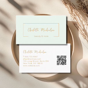 Minimal handskrift Grön QR-kod Visitkort