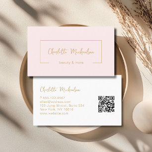 Minimal handskrift Rosa QR-kod Visitkort