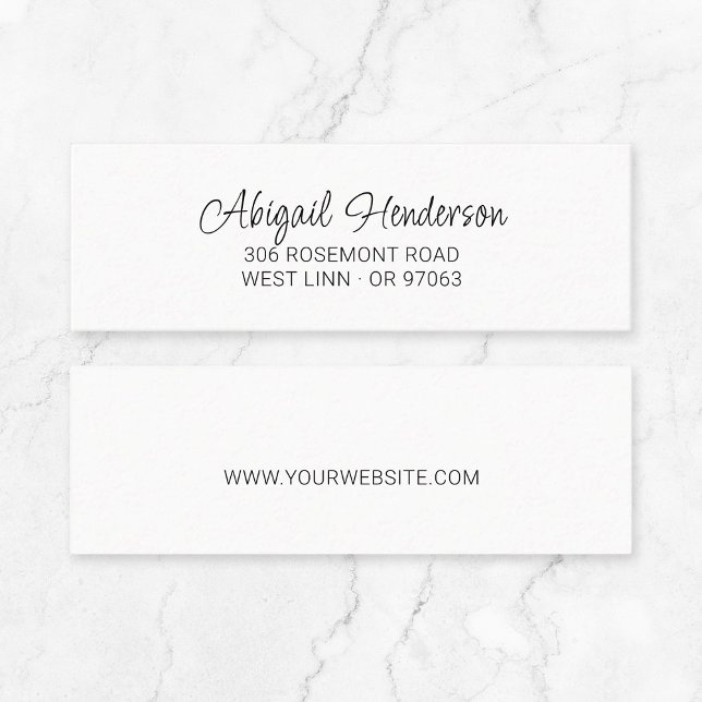 Minimal handskriven 10a | Mini Affärskort Mini Visitkort (Elegant quiet luxury typography mini business card - minimalist modern script business essentials.)