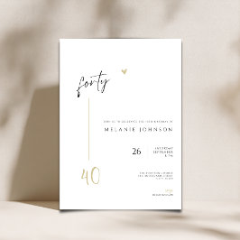 Minimal Handwritten 40th Birthday Party Invitation Inbjudningar