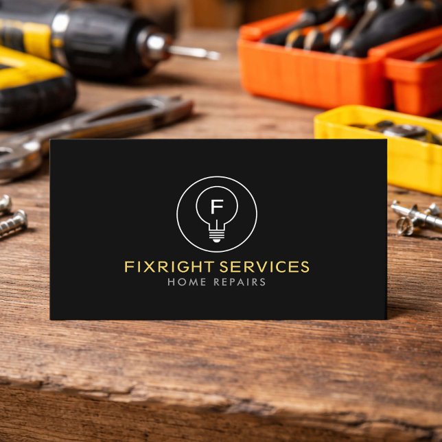 Minimal Handyman Services Logotyp Svart Visitkort (Skapare uppladdad)