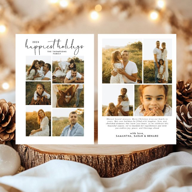 Minimal Happy Holidays Script Family 10 Photos Julkort (Skapare uppladdad)