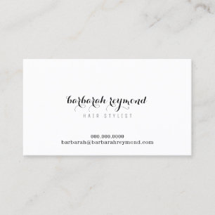 minimal hårstylist (anpassad yrkestitel) vit visitkort