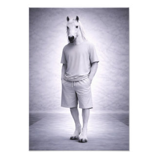 Minimal häst i avslappnad modern outfit fototryck