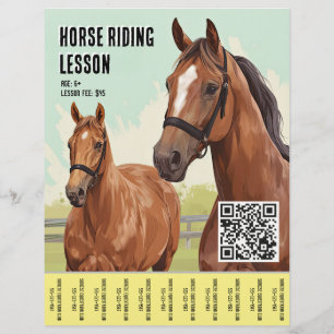 Minimal hästhälsslesson med QR-kod Reklamblad
