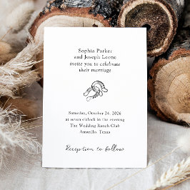 Minimal hästseshoe | Rustic Black and White Bröllo Inbjudningar