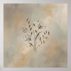 Minimal havregräsfröbaljor botanisk konst poster