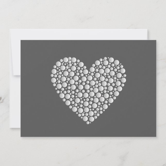 Minimal Heart Circles – White Gradient on Dark  Inbjudningar (Framsida)