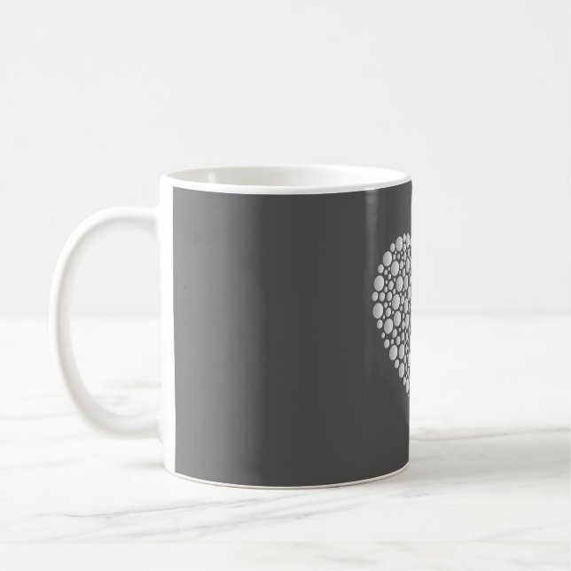 Minimal Heart Circles – White Gradient on Dark  Kaffemugg (Vänster)