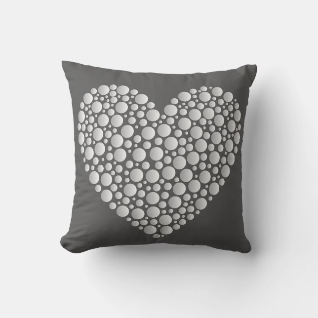 Minimal Heart Circles – White Gradient on Dark  Kudde (Framsida)