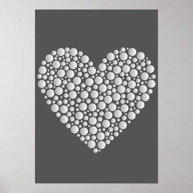 Minimal Heart Circles – White Gradient on Dark  Poster (Framsidan)