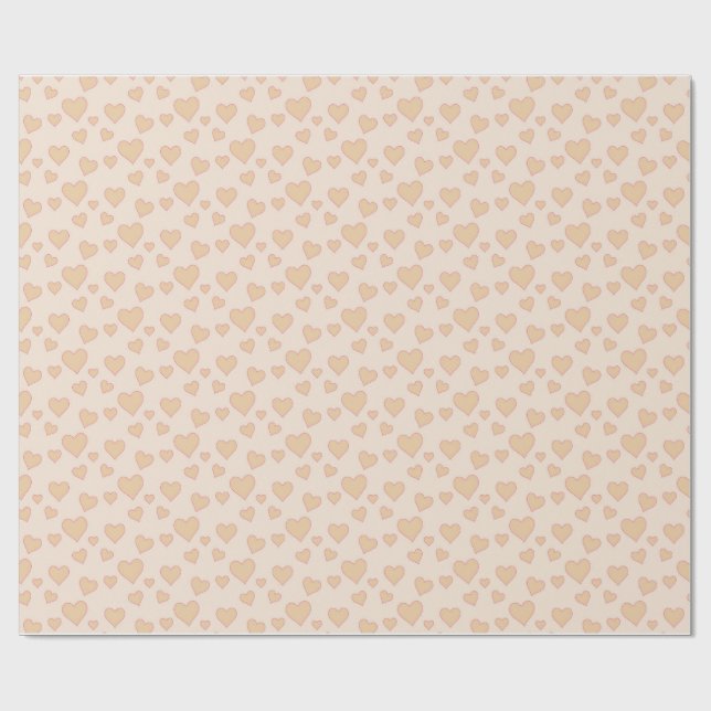 "Minimal Heart Love Wrapping Paper – Beige Aesthet Presentpapper (Platt)