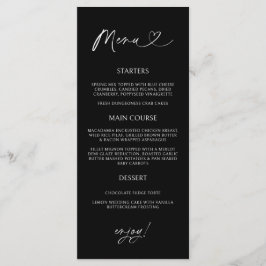 Minimal Heart Menu Card Reception Formal Dinner  Meny