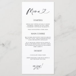 Minimal Heart Menu Card Reception Formal Dinner  Meny