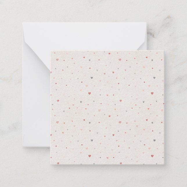 Minimal Heart Pattern Flat Note Card Anteckningskort (Framsida)