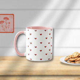 Minimal Heart Pattern Mug | Soft Pink Giftable Cup Mugg