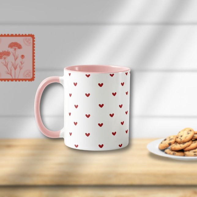 Minimal Heart Pattern Mug | Soft Pink Giftable Cup Mugg (Skapare uppladdad)