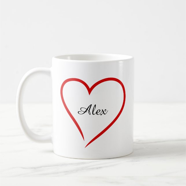 Minimal Heart with Custom Name – Personalized  Kaffemugg (Vänster)