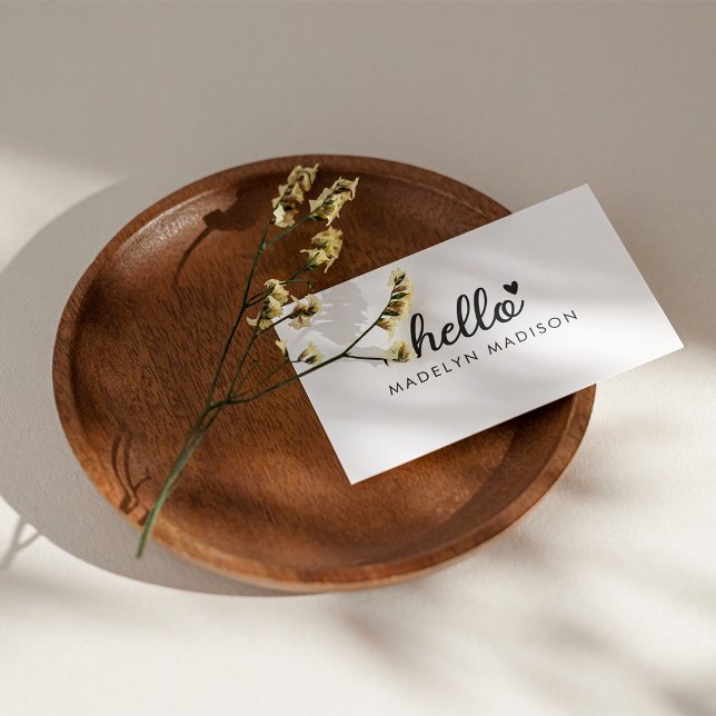 Minimal Hej Endern Modern Heart Clean White Visitkort (Skapare uppladdad)