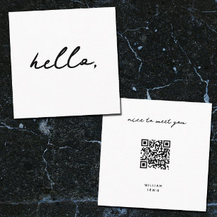 Minimal Hej Nice för att träffa dig QR-kod och Nam Fyrkantigt Visitkort