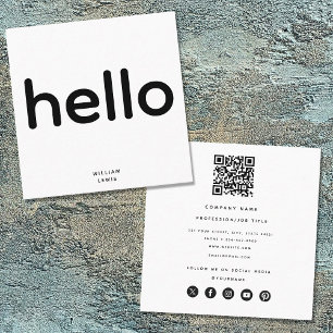 Minimal Hej QR-Social-medieikoner för QR-kod Fyrkantigt Visitkort
