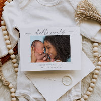 Minimal Hej Världen Baby Foto Annonskort