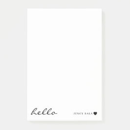 Minimal Hej Vit Hjärtformad Design Post-it Block