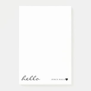 Minimal Hej Vit Hjärtformad Design Post-it Block