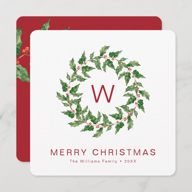 Minimal Helgdag av God jul Greenery Wandey (Fram/baksida)