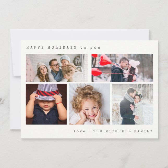 Minimal Helgdag Fotokollage | Silver Rand Julkort (Framsida)