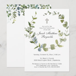 Minimal Heliga Communion Eucalyptus Greenery Inbjudningar