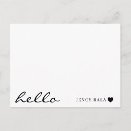 Minimal Hello Modern Heart Design Vykort