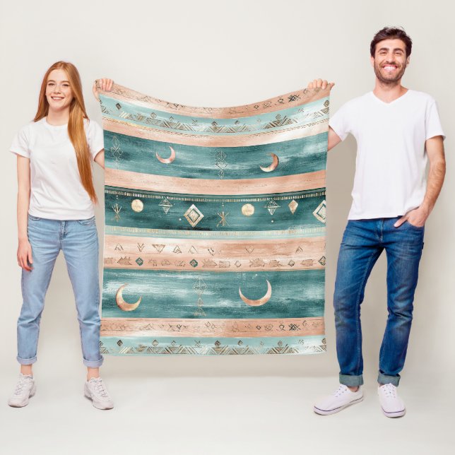 Minimal himmelsstripe i jordtoner fleecefilt (På plats)