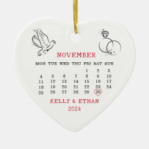 Minimal hjärtkalender - fall 2024 julgransprydnad keramik