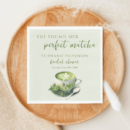 Minimal Hon Fann Sin Perfekta Matcha Bröllopsdusch Pappersservett