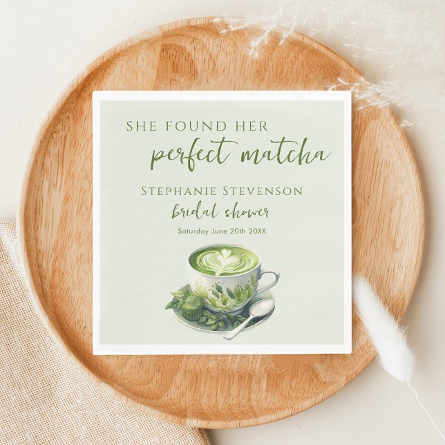 Minimal Hon Fann Sin Perfekta Matcha Bröllopsdusch Pappersservett (Skapare uppladdad)