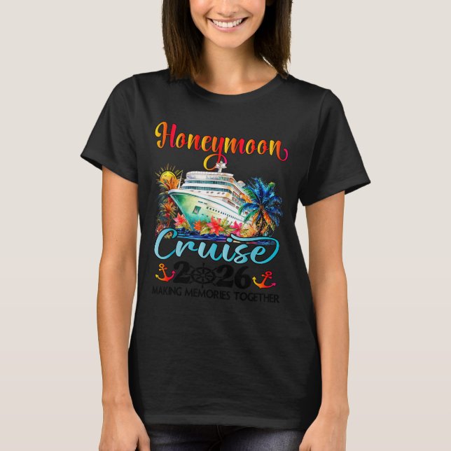 Minimal Honeymoon Kryssning 2026 Nygifta T Shirt (Framsida)