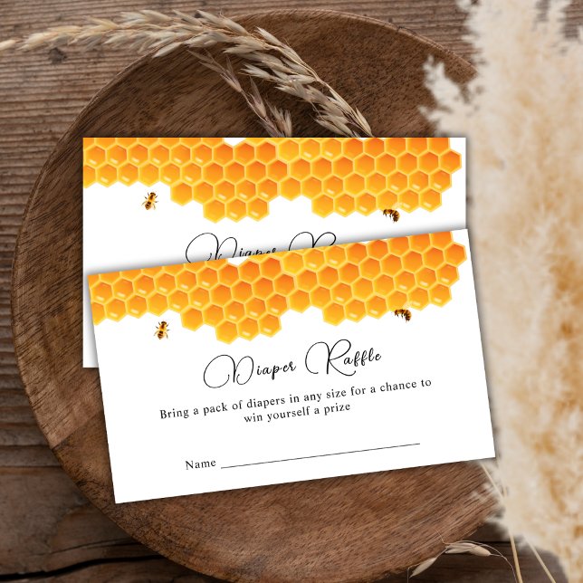 Minimal honungsbubbla Diaper Raffle Baby Shower Tilläggskort (Minimal Honey Bumblebee Diaper Raffle Baby Shower Enclosure Card)