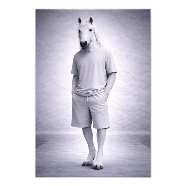 Minimal Horse in Casual Modern Outfit Fototryck (Framsidan)