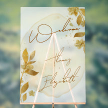Minimal Höst Guld Botanisk Skrift Bröllop